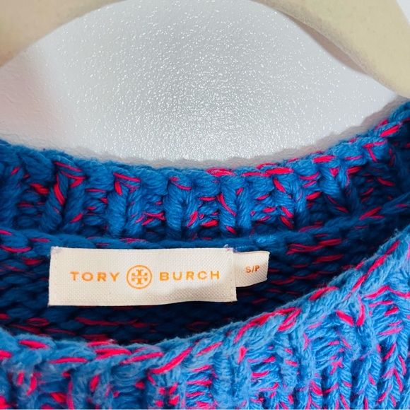 Tory Burch Brilliant Red Mouline Knit Sweater Coastal Preppy Nautical Size Small - Picture 6 of 8